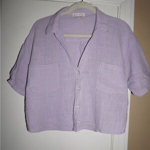 HYFVE Purple Crop Button Up. L